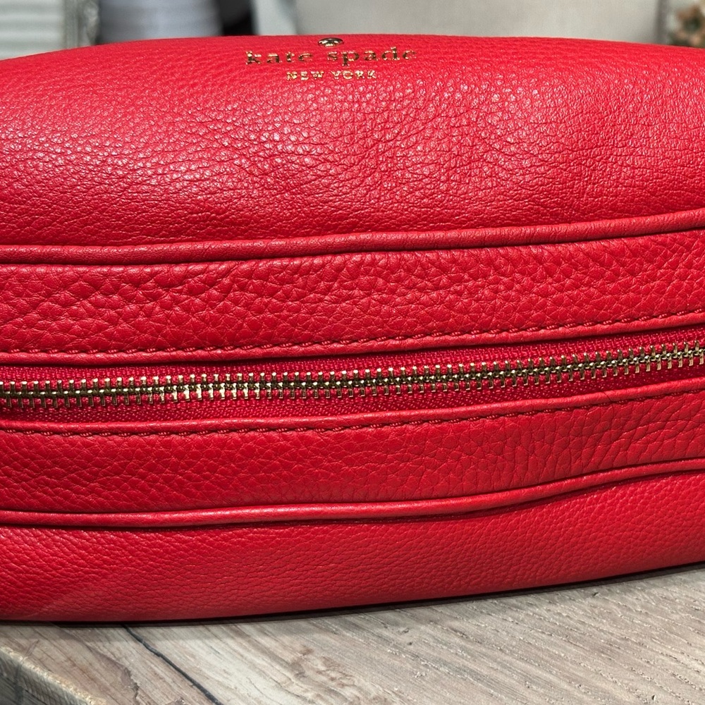 Kate Spade Cherry Red Leather Bundle - Shoulder Bag & Wallet COBBLE HILL ELLA - Picture 5 of 13